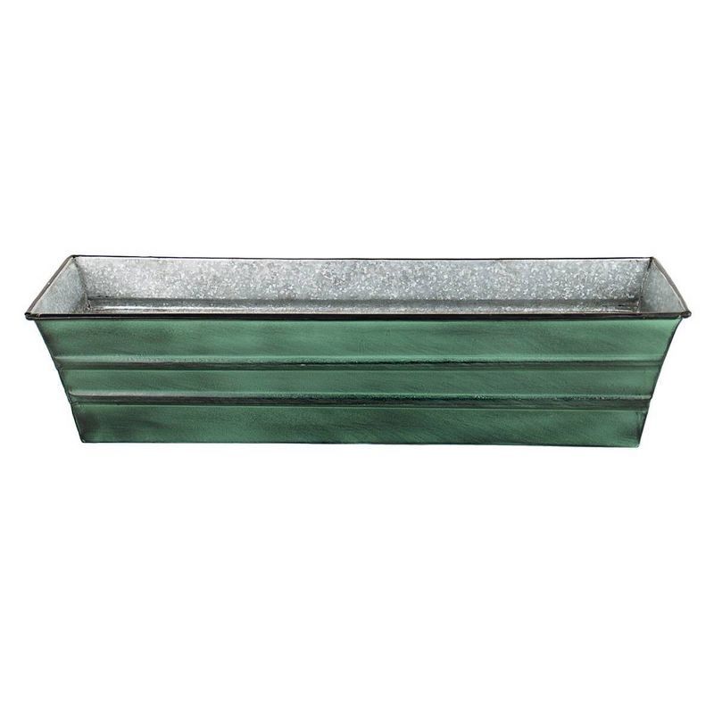 Small Green Galvanized Steel Rectangular Planter Box