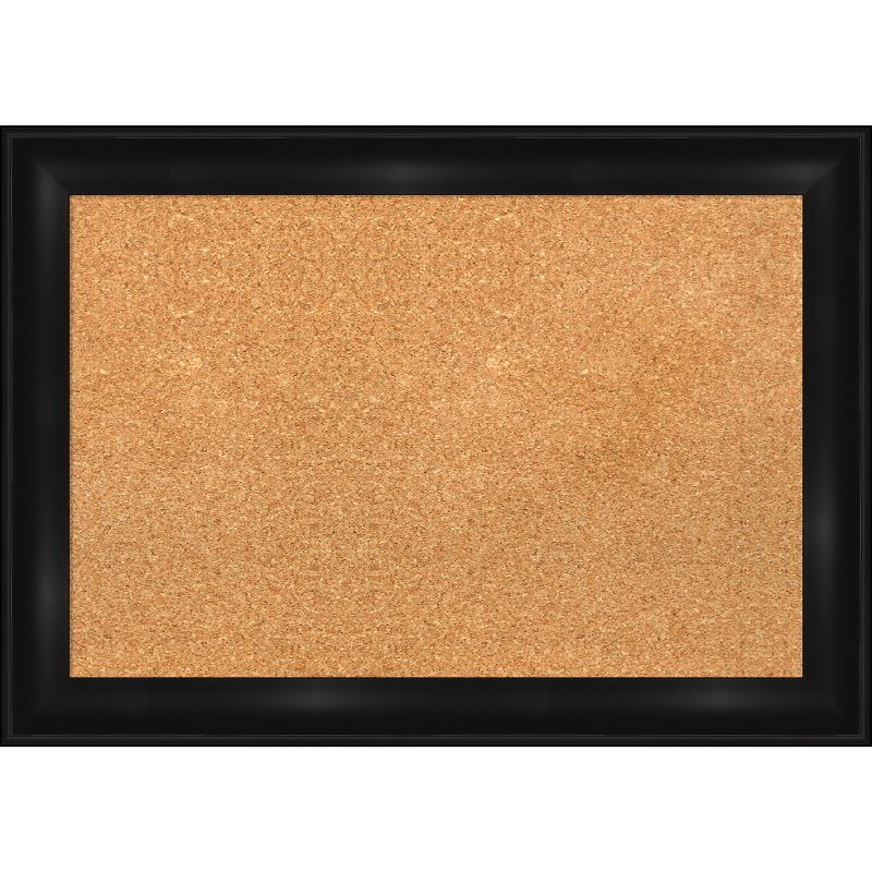 Grand Black Narrow Framed Natural Cork Bulletin Board 28x20