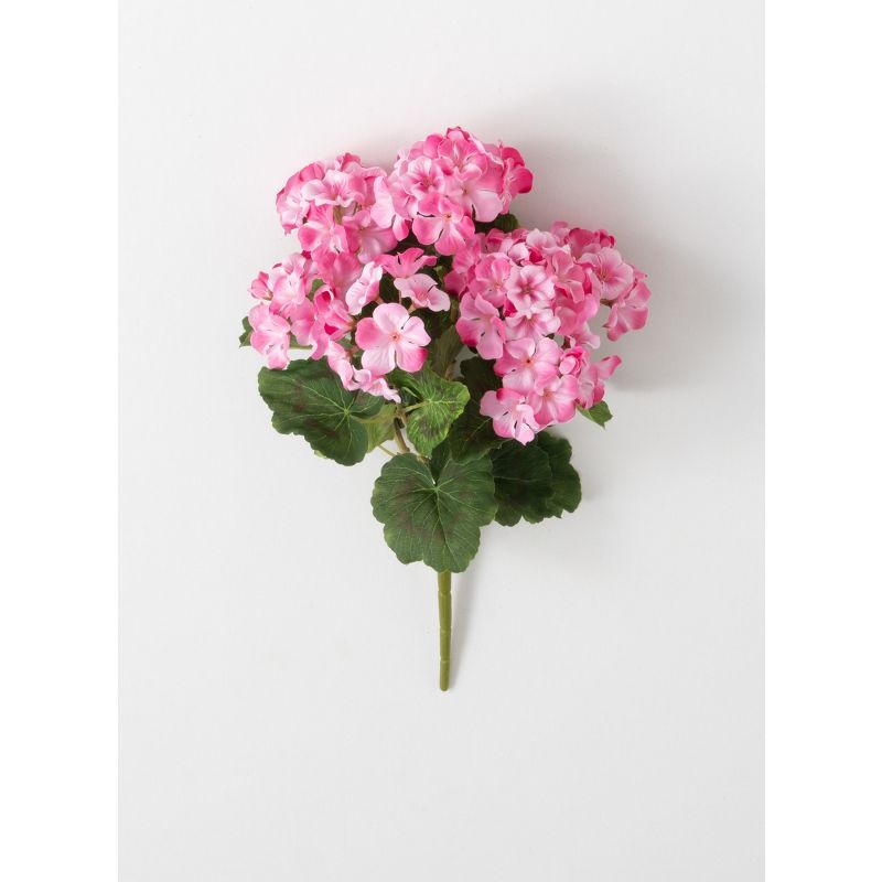 Pink Silk Artificial Geranium Flower Arrangement with Lights