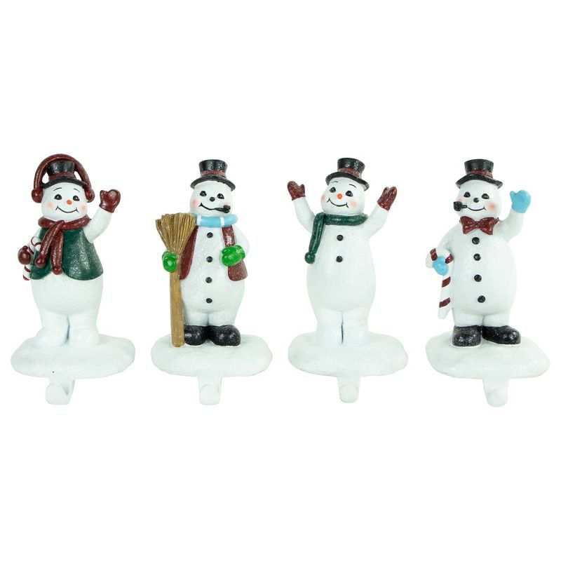 Winter Glitter Snowman Christmas Stocking Holders Set of 4