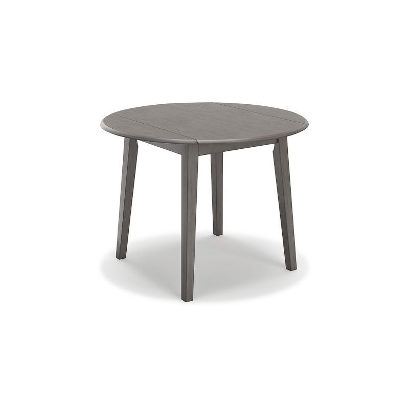 Gray Round Extendable Wood Dining Table with Drop Leaves