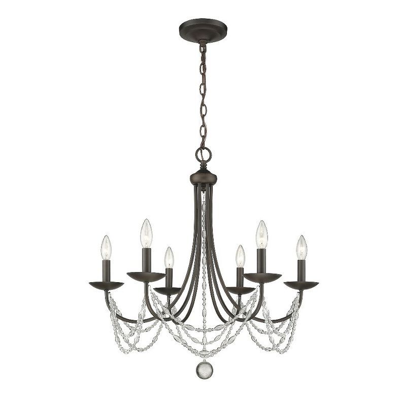 Mirabella 6-Light Rubbed Bronze and Crystal Chandelier