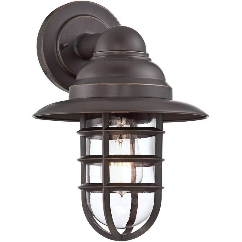 Marlowe 12" Bronze Industrial Wall Sconce with Clear Glass