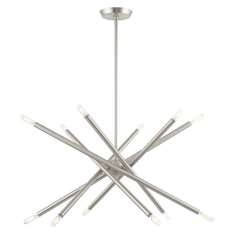 Brushed Nickel and Crystal 12-Light Chandelier