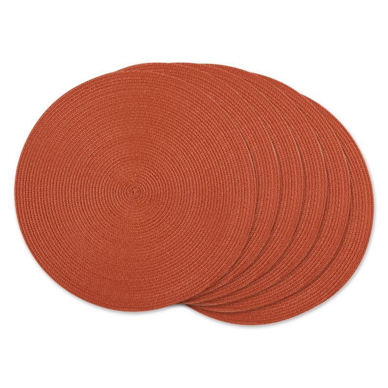 Spice Round Woven Plastic Placemat Set, 15" Diameter, 6 Piece