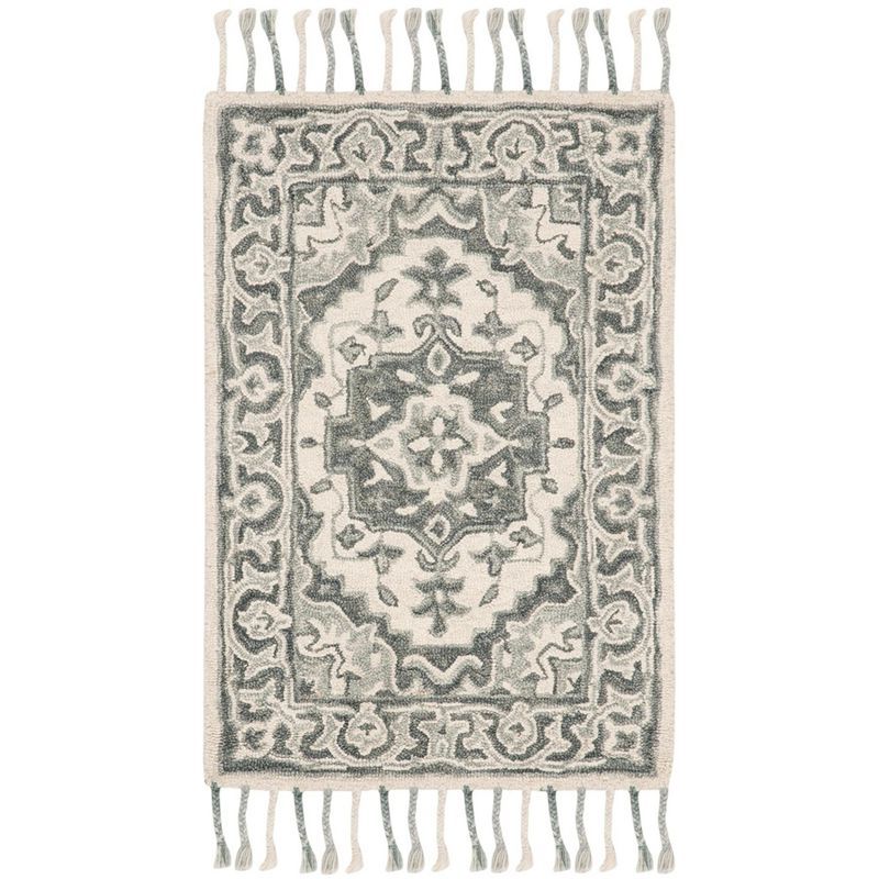 Handmade Gray and Light Gray Wool Tufted Accent Rug 2' x 3'