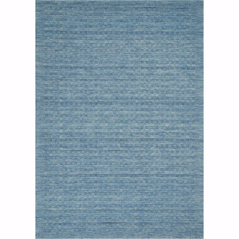 Handmade Denim Blue Wool Rectangular Area Rug 5' x 7'