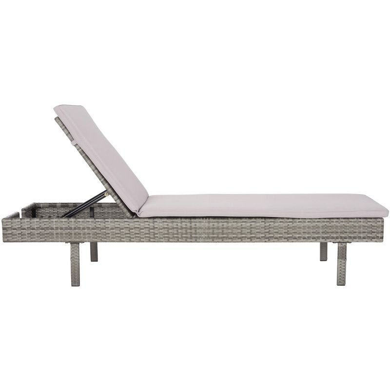 Cam Gray Wicker Outdoor Chaise Lounger with Cushions