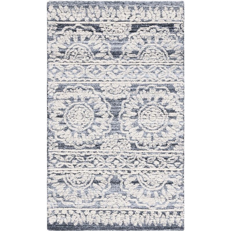 Gray and Ivory Hand-Tufted Wool Area Rug, 3' x 5'