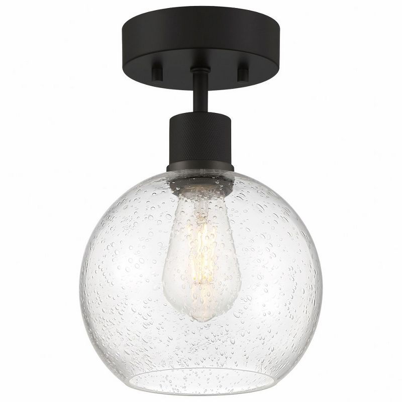 Burgundy Globe 12" Matte Black LED Indoor/Outdoor Light Fixture