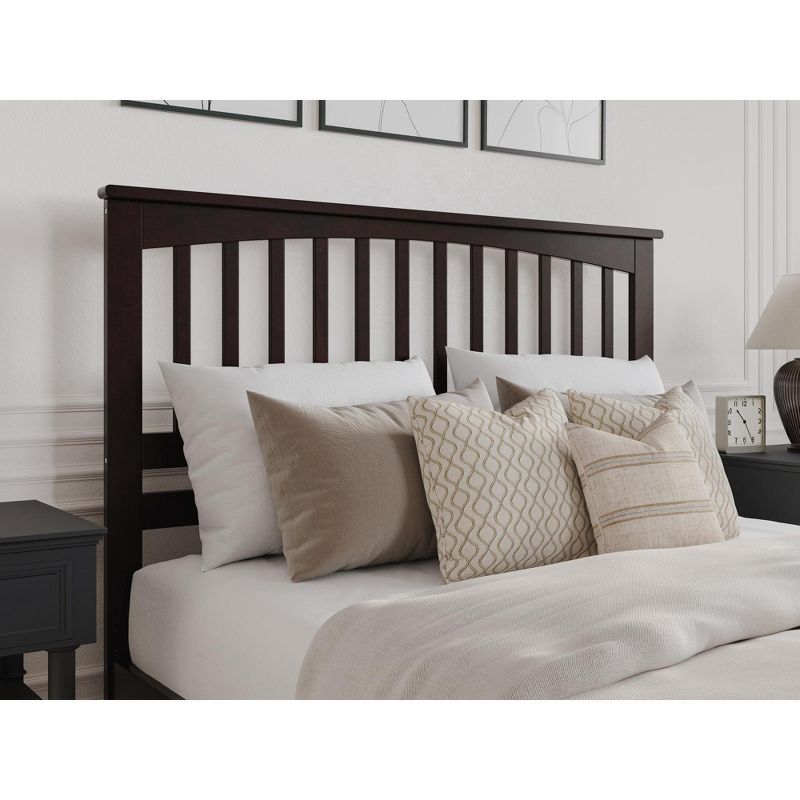 Espresso Queen Mission Headboard with USB Charging Station