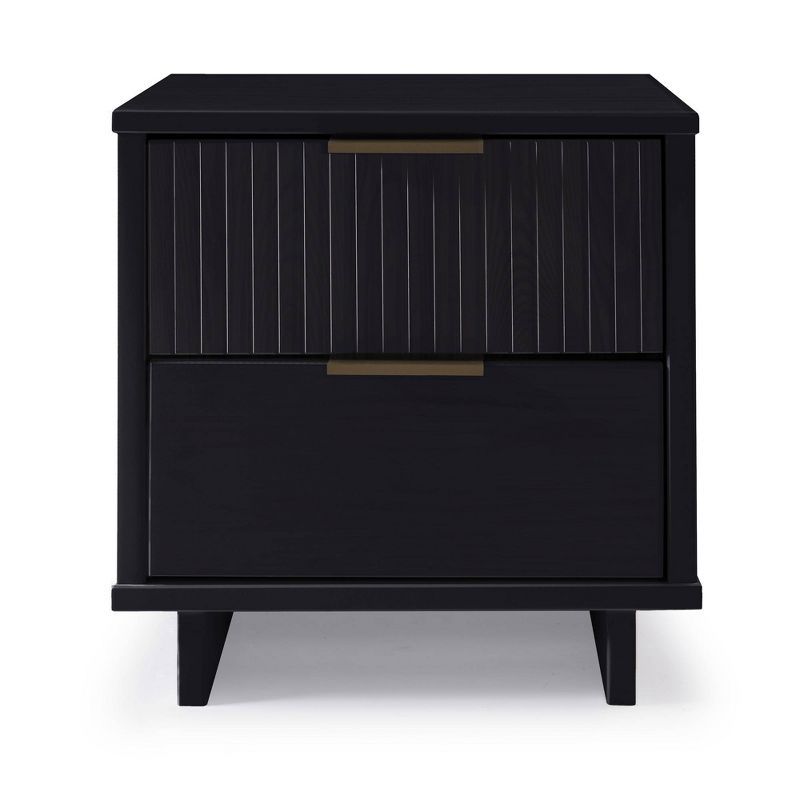 Granville Black Pine 2-Drawer Modern Nightstand