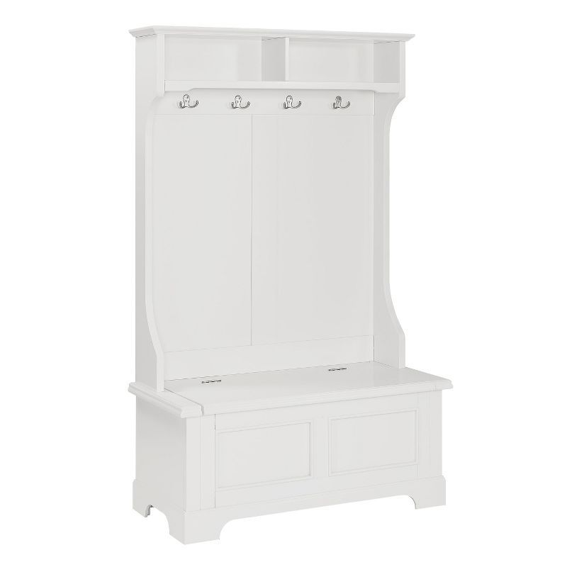 White Hall Tree with Storage Bench and Hooks