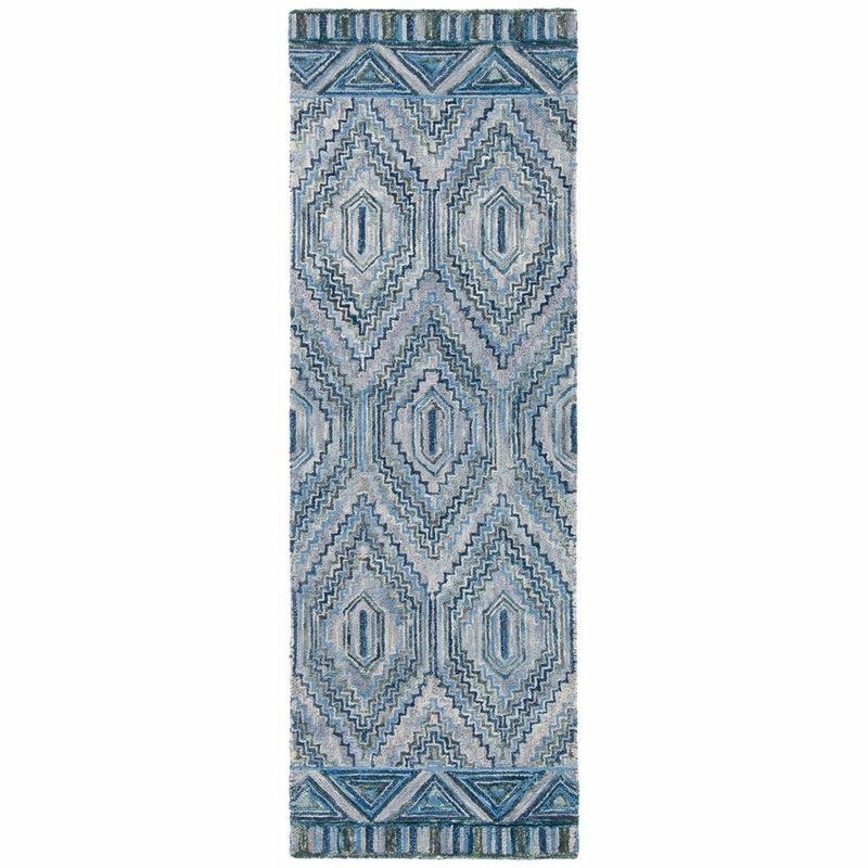 Hand-Tufted Aspen Blue Wool Runner Rug - 2'3" x 8'