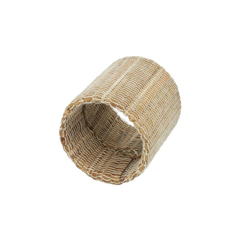 Natural Shimmering Woven Nubby Napkin Rings Set of 4