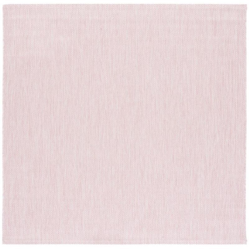 Soft Pink Square Non-slip Synthetic Indoor/Outdoor Rug