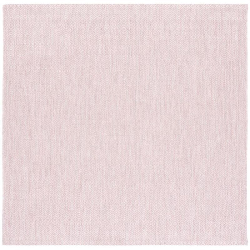 Soft Pink Square Non-slip Synthetic Indoor/Outdoor Rug