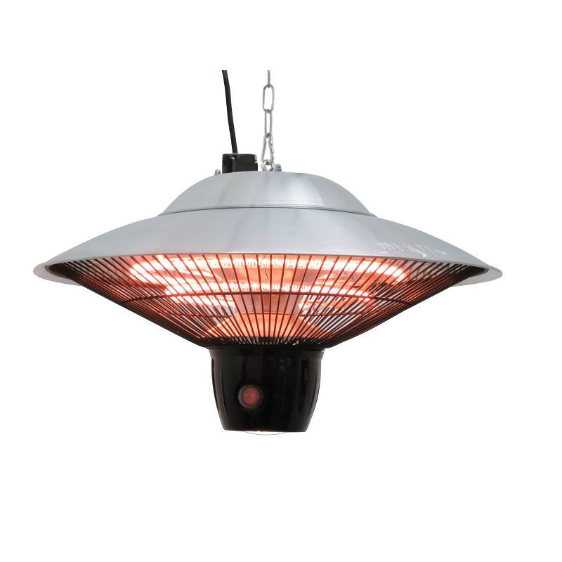 Silver Infrared Electric Hanging Outdoor Heater with Remote