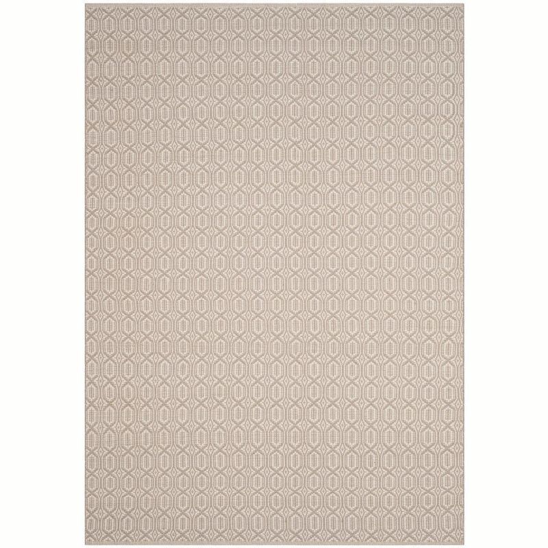 Ivory Grey Geometric Hand-Woven Cotton Area Rug 6' x 9'