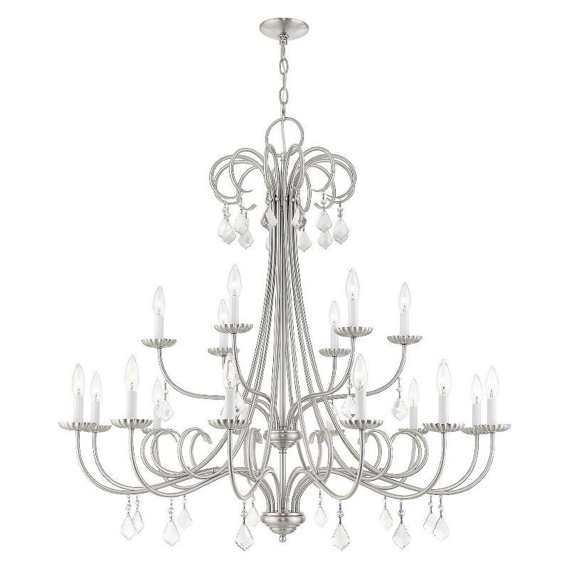 Elegant Brushed Nickel 18-Light Chandelier with Crystal Accents