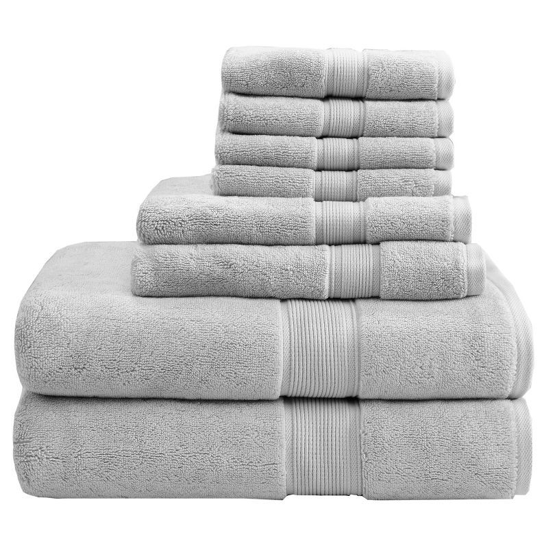 Oversized Silver Turkish Cotton 8-Piece Towel Set