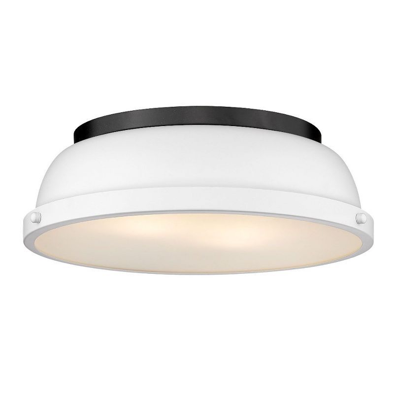 Matte Black and White Glass Transitional Flush Mount Light