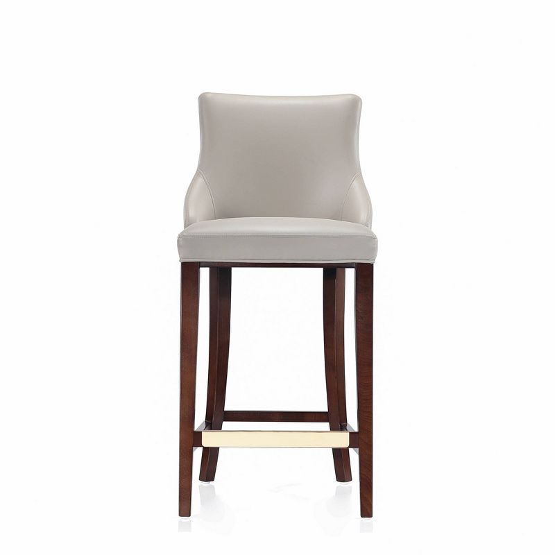 Light Grey Leatherette Upholstered Barstool with Beech Wood Legs