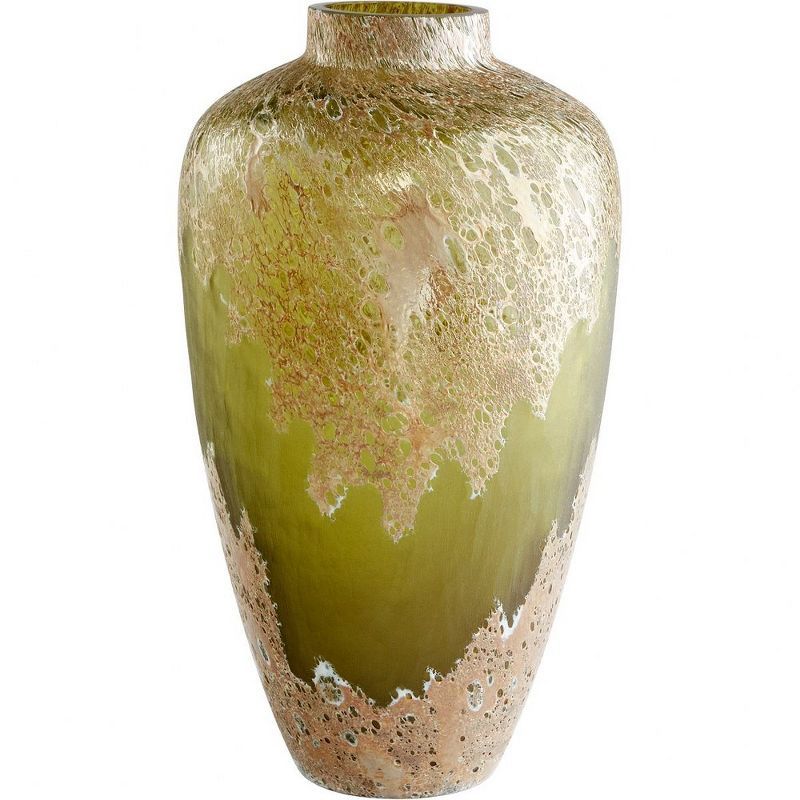 Green Handblown Glass Decorative Table Vase