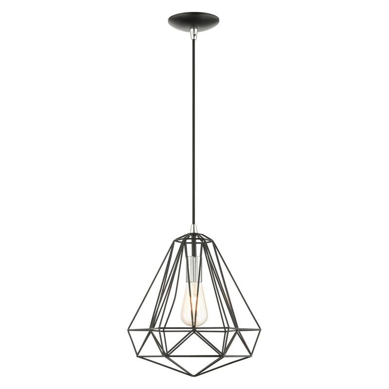 Knox Shiny Black Geometric Mini Pendant Light with LED