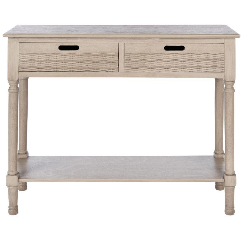 Greige Wood 2-Drawer Console Table with Storage