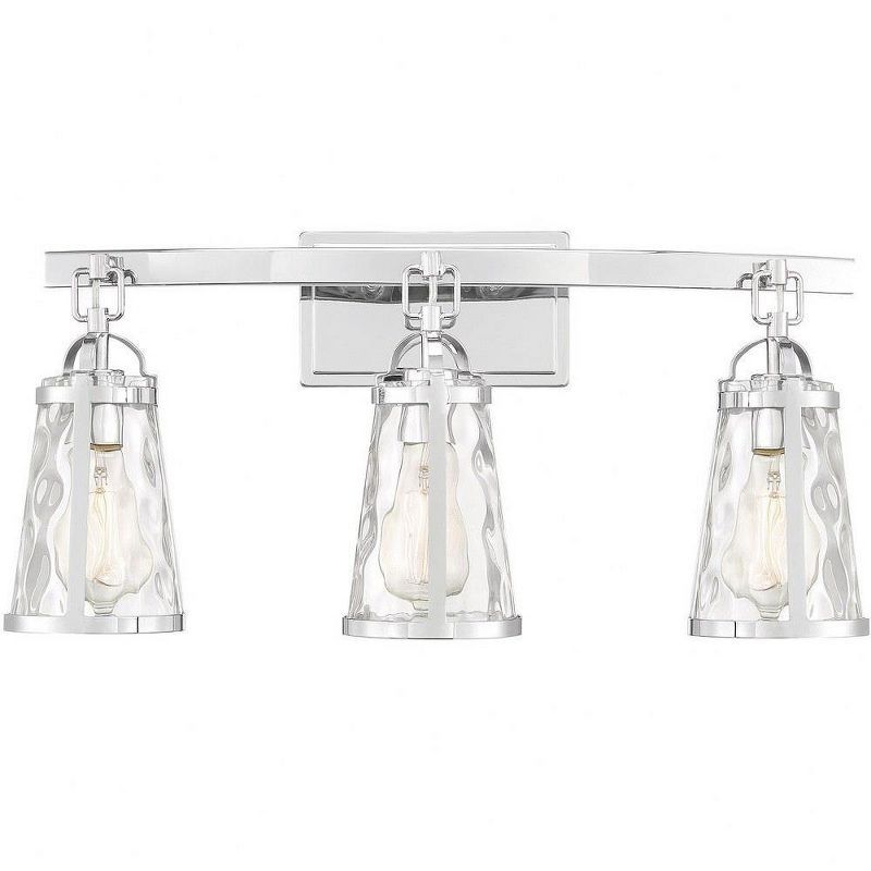 Albany Polished Chrome 3-Light Vanity with Water Glass Shades