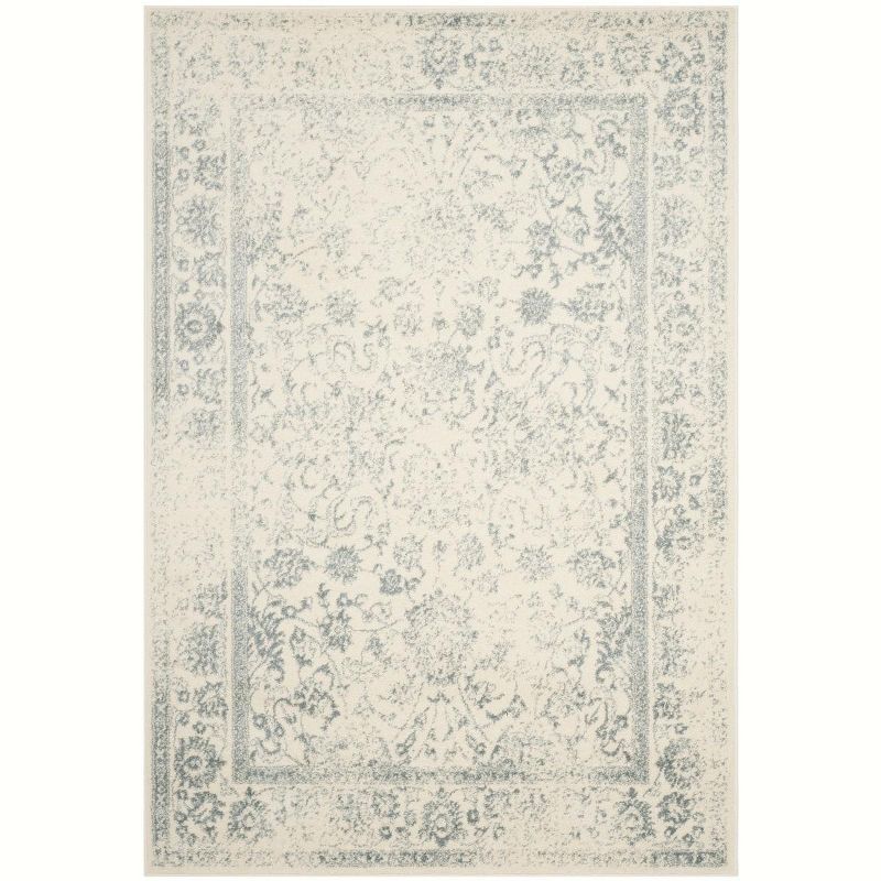Elysian Ivory & Slate 6' Round Hand-Knotted Synthetic Area Rug