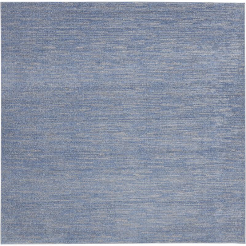 Square 9' Blue/Grey Synthetic Easy-Care Outdoor Rug