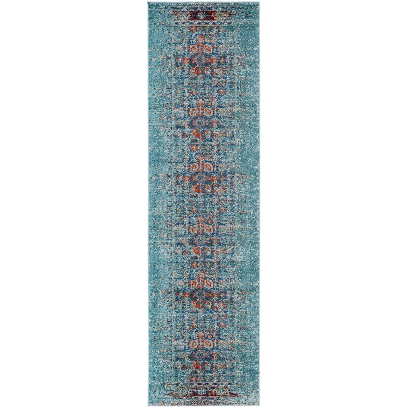 Monaco 26" Blue Multi Synthetic Stain-Resistant Area Rug