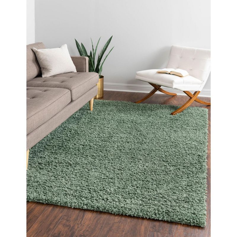 Handmade Sage Braided Shag Rug - Stain-Resistant Synthetic