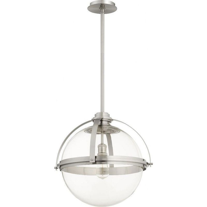 Satin Nickel 20" Globe Pendant Light with Clear Glass Shade