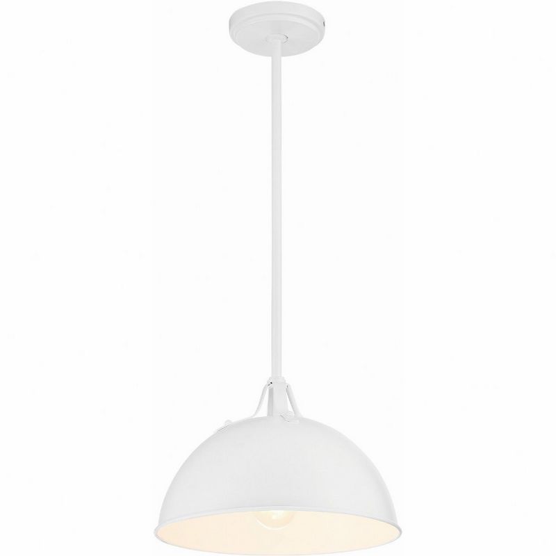 Farmhouse Matte Black and White Crystal Bowl Pendant Light