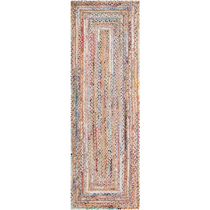 Handwoven Beige and Multicolor Cotton Area Rug