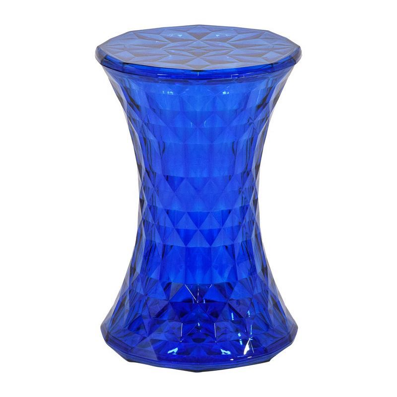 Transparent Blue Diamond-Shaped Modern Side Table