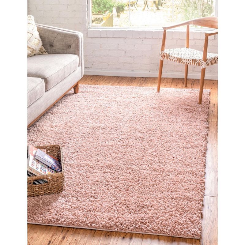 Dusty Rose Rectangular Shag Indoor Area Rug