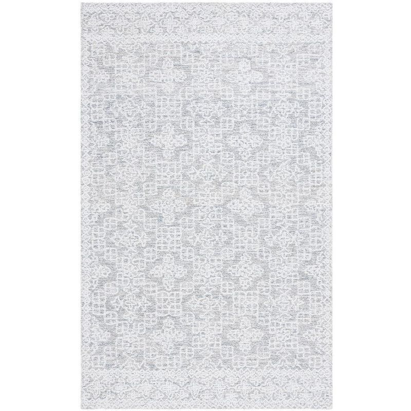 Gray Rectangular Tufted Wool and Synthetic Area Rug