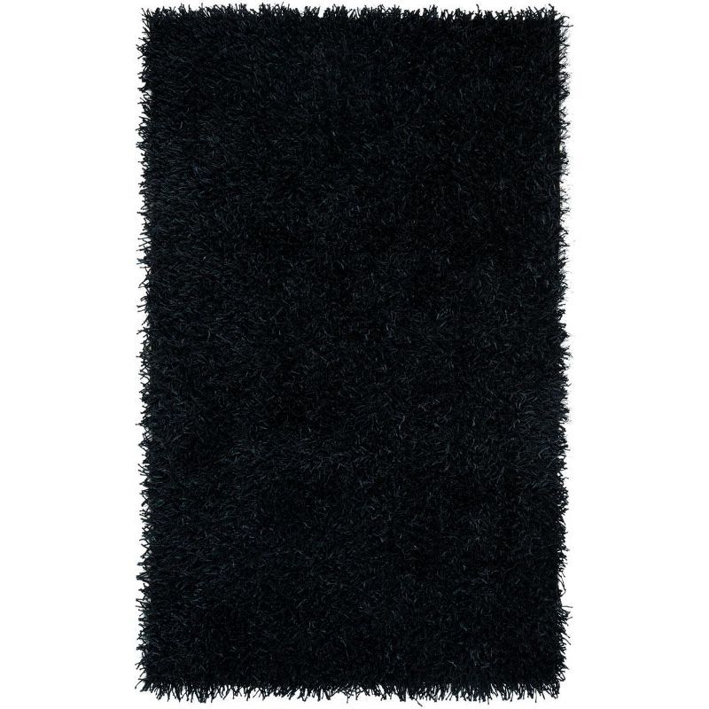 Black 4' x 6' Hand-Tufted Reversible Wool Shag Rug