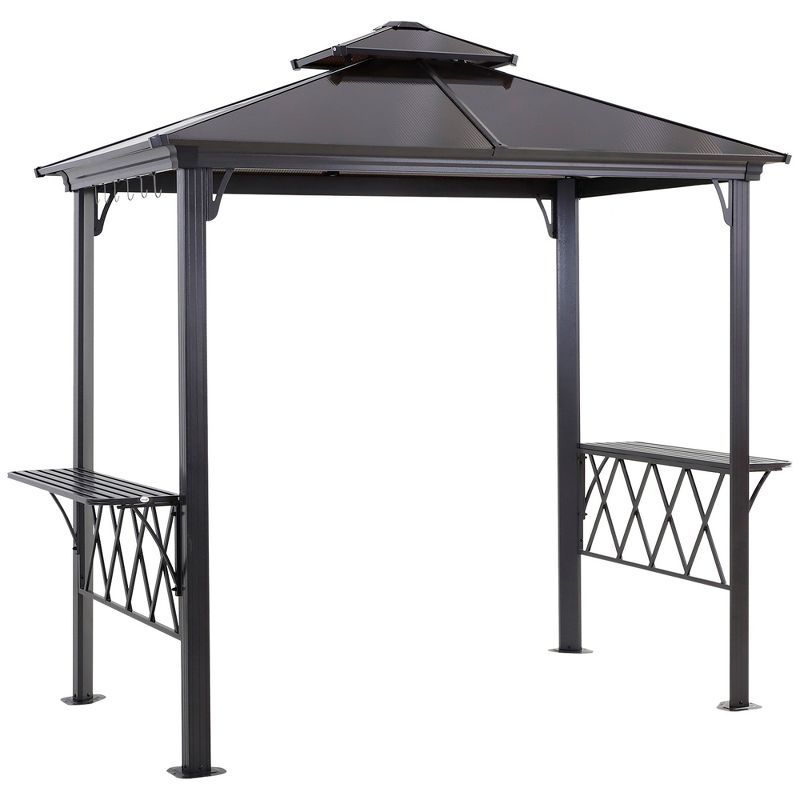 Outsunny 9' x 5' Black Hardtop BBQ Grill Gazebo