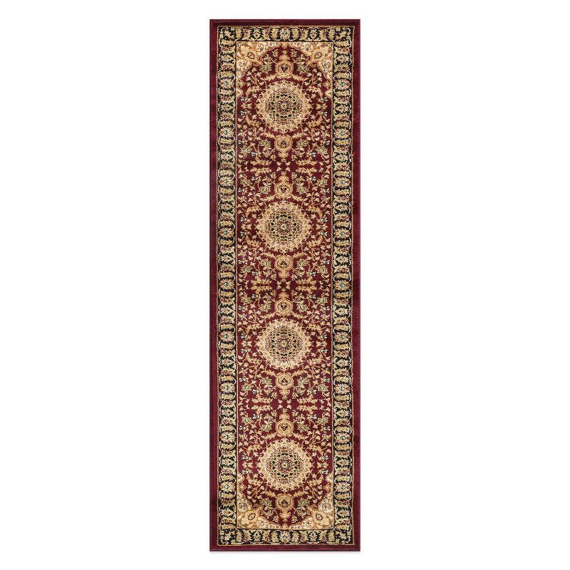 Burgundy Synthetic Traditional Medallion Runner Rug 2'7" x 10'
