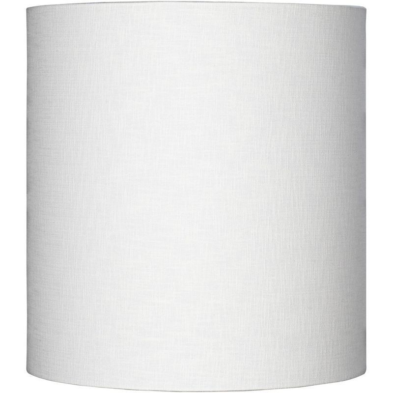 White Linen Tall Drum Lamp Shade with Chrome Fitter