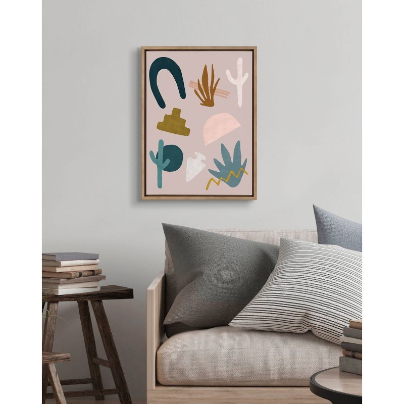 Desert Shapes Abstract Canvas Art with Gold Frame