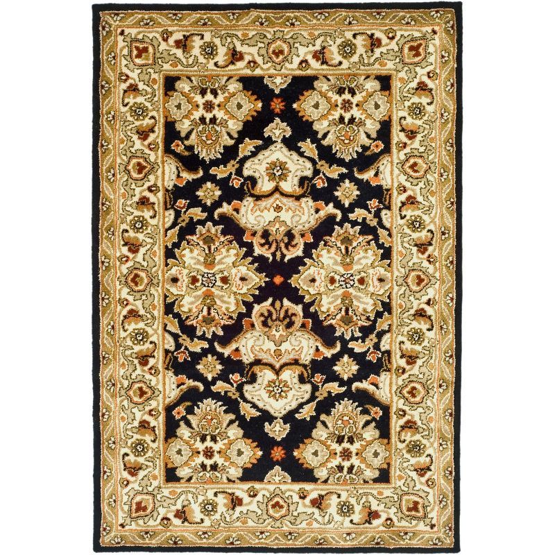 Elegant Heritage Black & Ivory Wool 4' x 6' Hand-Tufted Rug