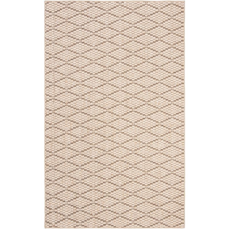 Beige and Brown Geometric Sisal Area Rug, 5' x 8'