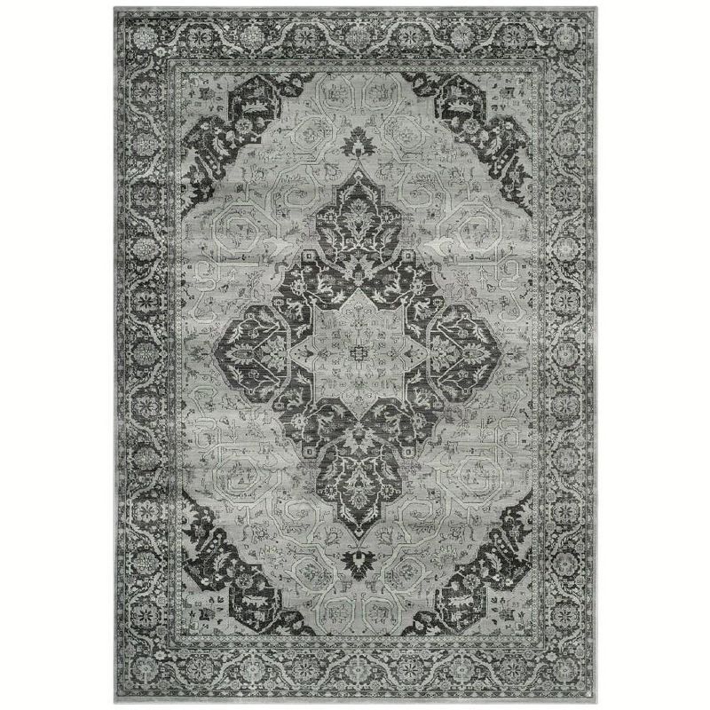 Reversible Vintage Blue Viscose Area Rug - 59" x 5"