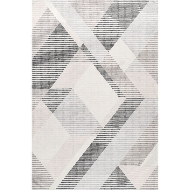 Alesha Beige and Gray Striped Washable 4' x 6' Area Rug